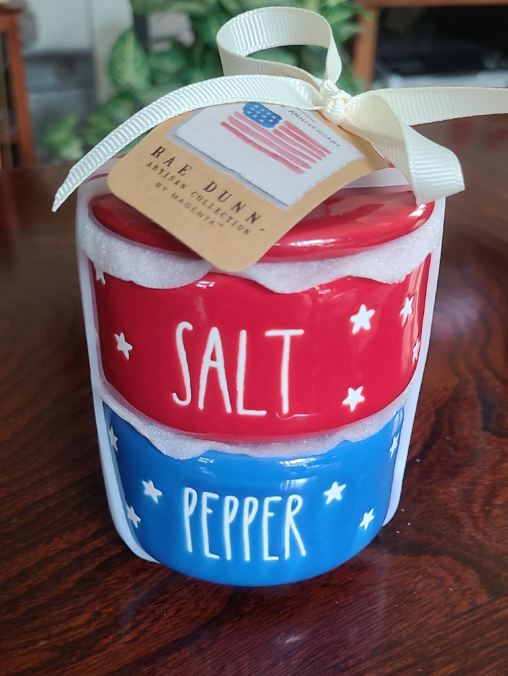 Rae Dunn Patriotic Salt & Pepper Jar